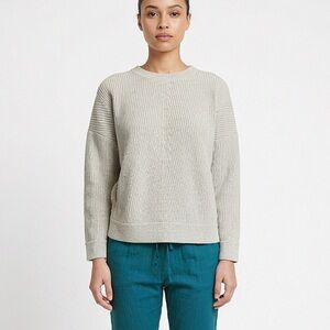 ELK Rand Wool Blend Knit Sweater Grey Textured Crewneck Pullover Minimalist